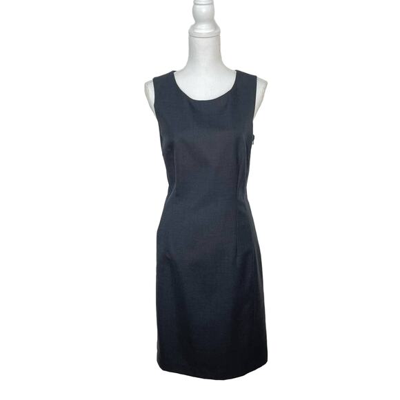 L.L. Bean Women's Dark Charcoal Gray Wool Sleeveless Knee Length Sheath Dress 10 - Picture 1 of 7